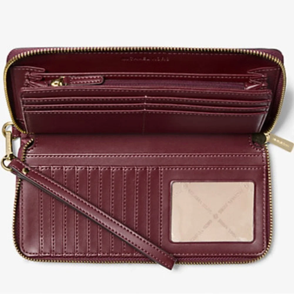 Michael Kors Jet Set Travel Large Signature Logo and Metallic Continental Wallet